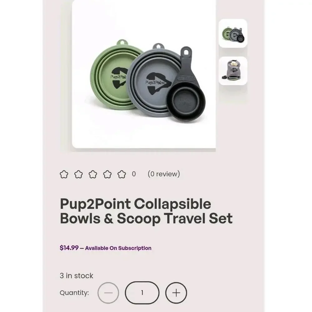 Pup2Point Ultimate Travel Dog Bag With 2 Collapsible Bowls & Food Scoop MSRP $70